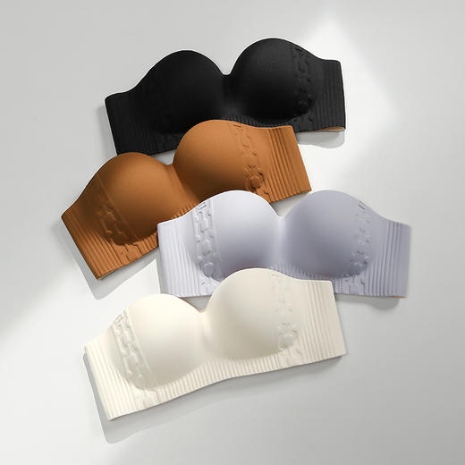 芬腾女抹胸内衣上托光面防滑收副乳文胸性感舒适无肩带无钢圈胸罩 商品图0