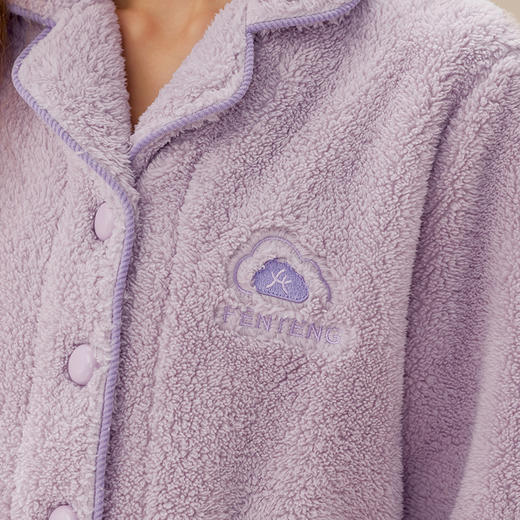 芬腾情侣睡衣珊瑚绒秋冬加绒加厚女士套装法兰绒休闲保暖家居服男 商品图2