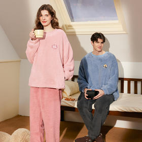 【品牌优选】芬腾秋冬季情侣睡衣女套头珊瑚绒加厚加绒保暖男法兰绒家居服套