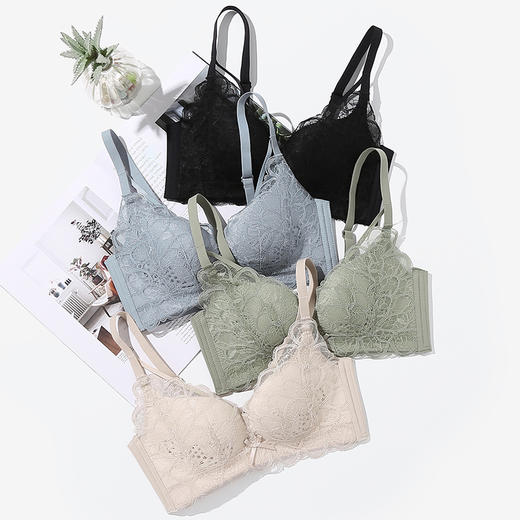 芬腾女士内衣薄款性感蕾丝无钢圈文胸微聚拢防下垂舒适透气杯胸罩 商品图4