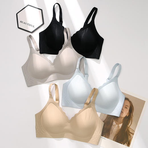 芬腾女士内衣上托聚拢防下垂文胸一片式光面无痕收副乳无钢圈胸罩 商品图4