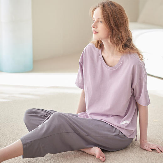 芬腾【带胸垫】防凸点睡衣女夏季纯棉薄款短袖甜美全棉家居服套装 商品图4