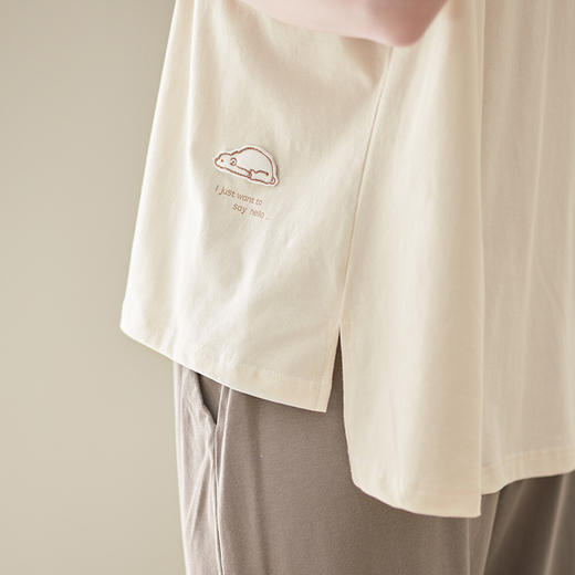 芬腾【带胸垫】防凸点睡衣女夏季纯棉薄款短袖甜美全棉家居服套装 商品图2