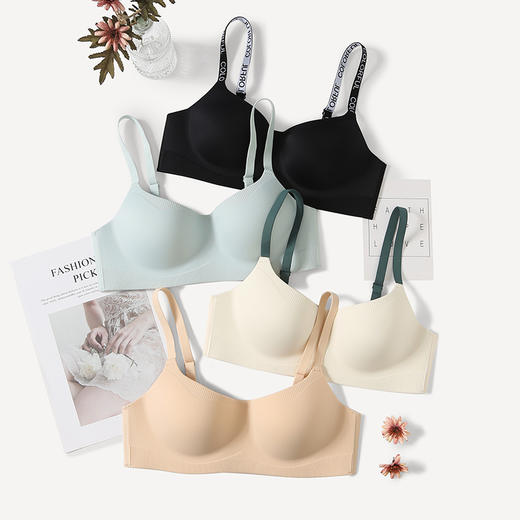 芬腾女士内衣聚拢上托防下垂一片式文胸光面无钢圈收副乳性感胸罩 商品图4