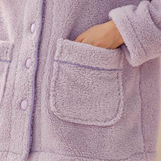 芬腾情侣睡衣珊瑚绒秋冬加绒加厚女士套装法兰绒休闲保暖家居服男 商品图3