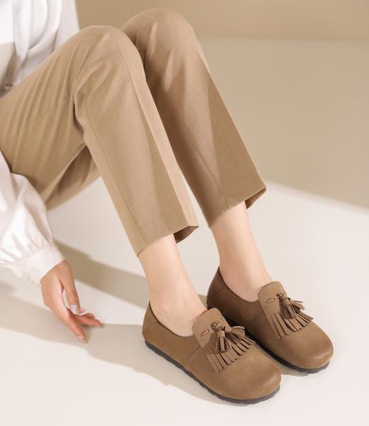 西村名物2024年秋季息款平底舒软单鞋流苏装饰乐福鞋T24CM37801 商品图0
