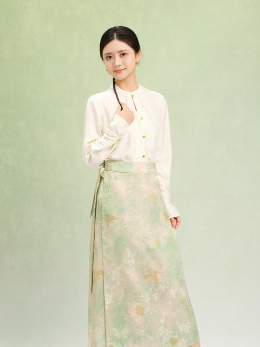 荷言HEYEN 画舫 晕染真丝织金蝴蝶一片式系带半裙高级定制 商品图0