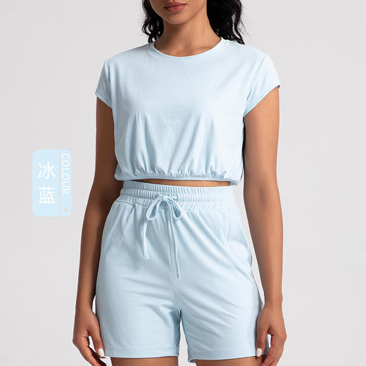 跃牌【倚窗听雨】系列 瑜伽服女短袖带胸垫裸感美背运动T恤DA67 商品图7