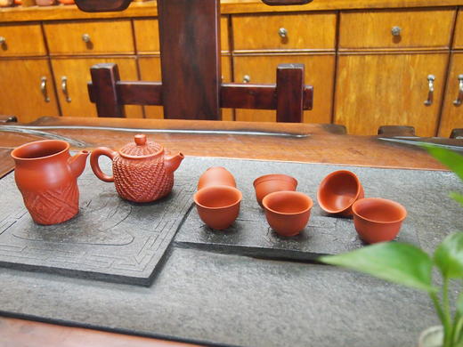 玄雕窑菠萝冰烟开运壶套装福禄套装竹报平安套装（一壶四杯） 商品图0