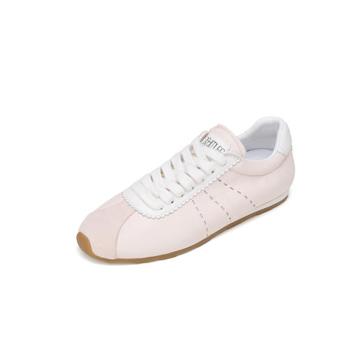 西村名物2024夏季新品真皮轻便软底粉色流行平底时尚休闲运动鞋女T24CM38371 商品图5