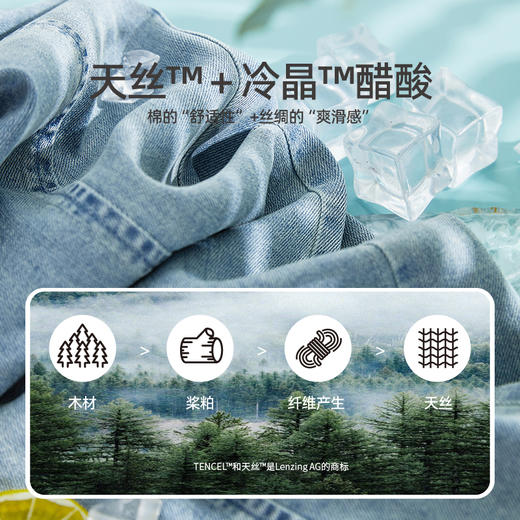 【夏天丝直筒牛仔裤】逸阳薄款垂顺侧缝拼接显瘦裤子1046 商品图2