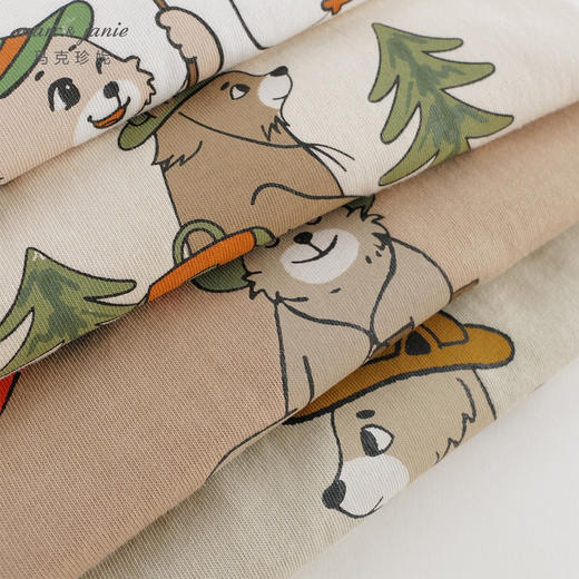 马克珍妮2024年秋装新款 男女童露营小熊插肩长袖T恤 240992 商品图4