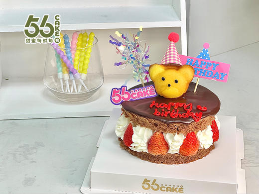 巧克力草莓小熊裸蛋糕（蛋糕比较小，价格低，介意勿拍） 商品图0