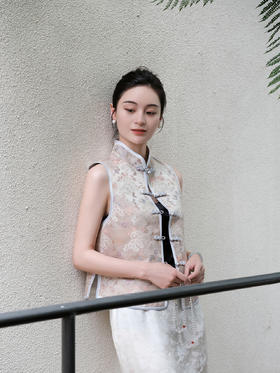 盛唐牡丹 |重缎宋锦松树纹对襟马甲