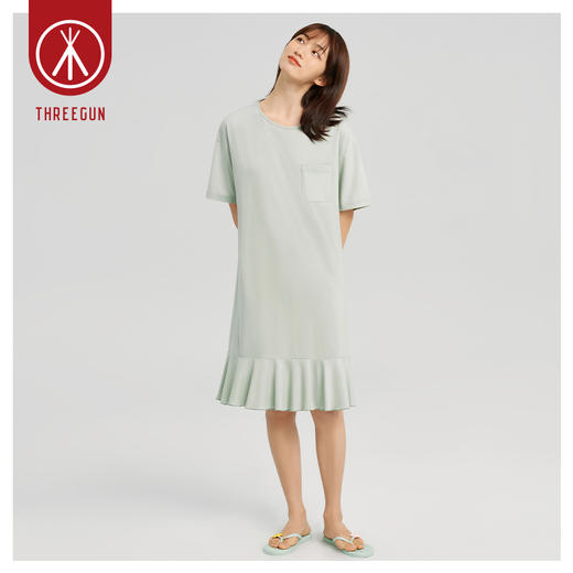 Threegun三枪 【爽滑竹棉】圆领短袖女士家居裙睡裙-70466A011 商品图2