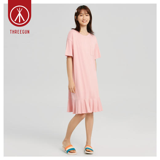 Threegun三枪 【爽滑竹棉】圆领短袖女士家居裙睡裙-70466A011 商品图7