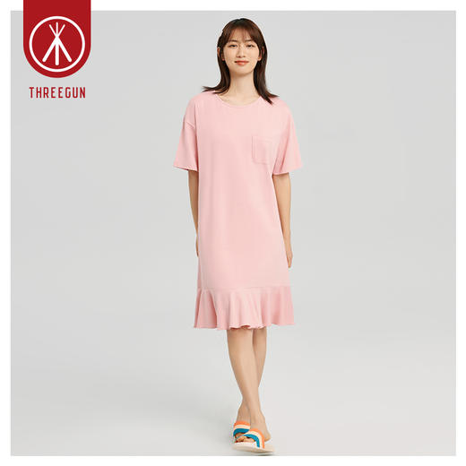 Threegun三枪 【爽滑竹棉】圆领短袖女士家居裙睡裙-70466A011 商品图6