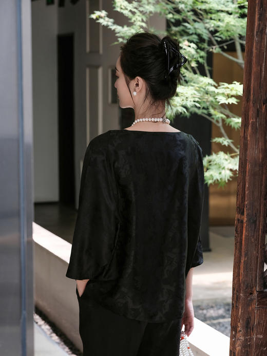 盛唐牡丹 |香云纱蝴蝶纹女上衣 商品图7