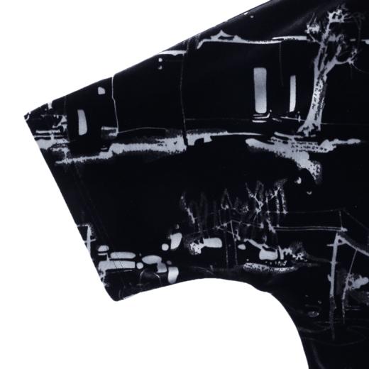 CS104新款时尚绒面裂纹印花男士衬衫百搭潮流复古上衣宽松短袖 商品图4