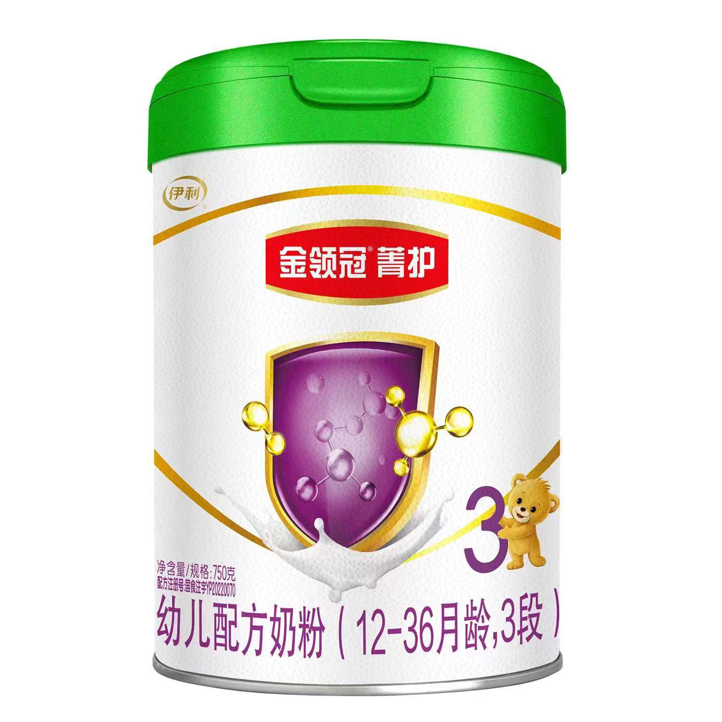 伊利金领冠菁护奶粉3段750g