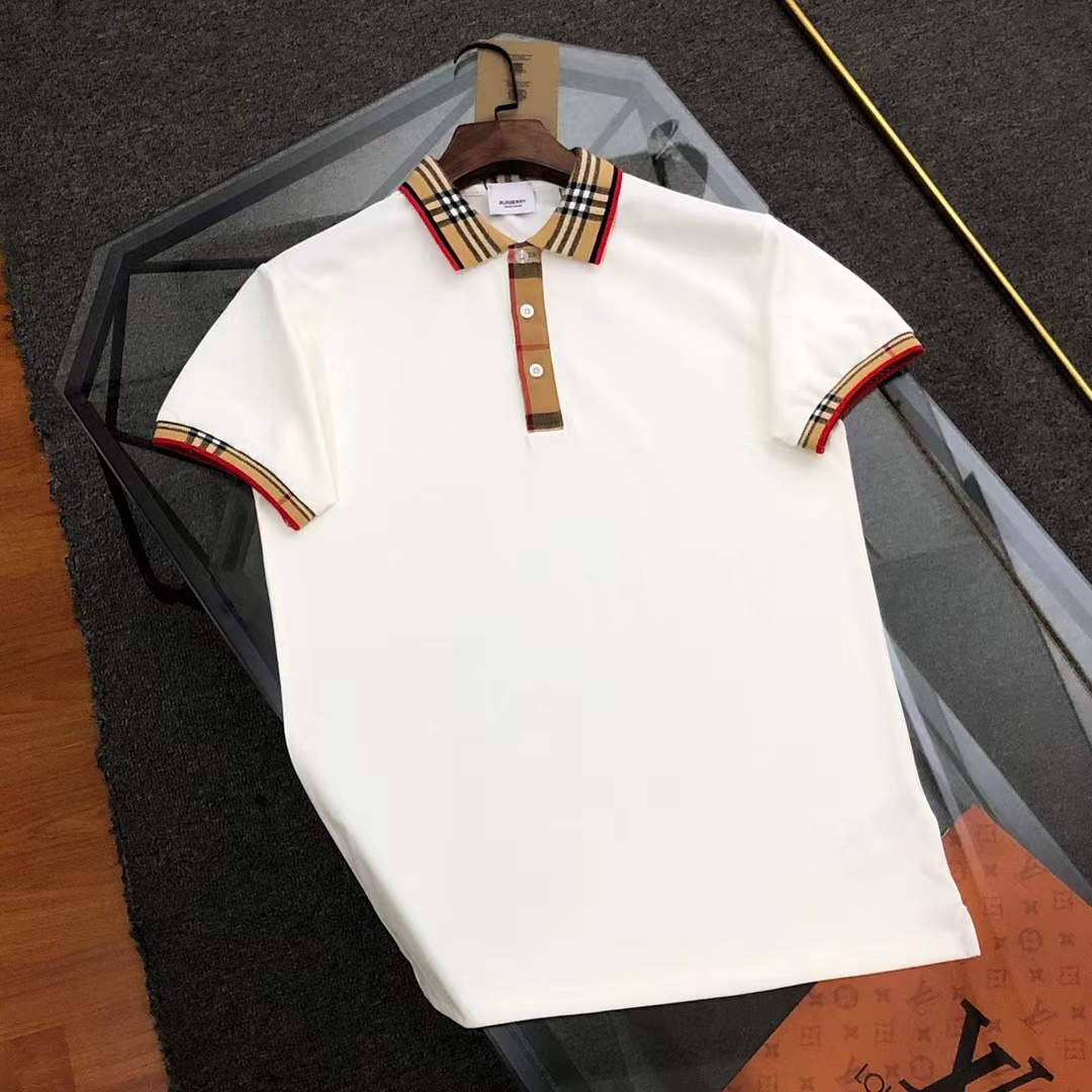 巴宝莉2024新款经典格子拼接polo衫t恤