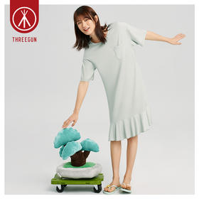 Threegun三枪 【爽滑竹棉】圆领短袖女士家居裙睡裙-70466A011
