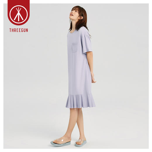 Threegun三枪 【爽滑竹棉】圆领短袖女士家居裙睡裙-70466A011 商品图4