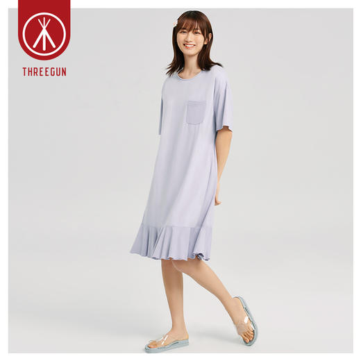 Threegun三枪 【爽滑竹棉】圆领短袖女士家居裙睡裙-70466A011 商品图9