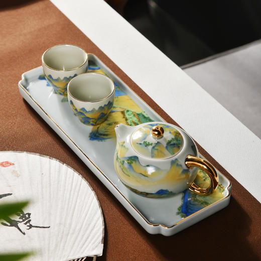 成艺-千里江山方型干泡盘4入 商品图1