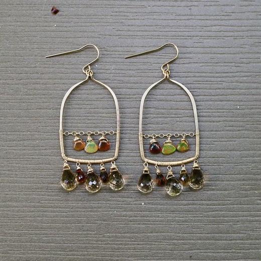 SpoiledBrat Jewelry瓶中石系列 | 欧珀碧玺耳环 商品图0