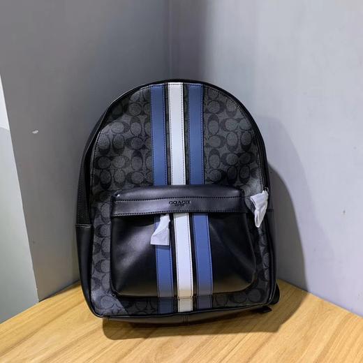 KC 蔻家男款双肩包pvc配皮条纹背包 奥莱订单 商品图0