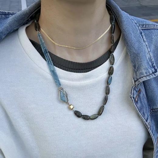 SpoiledBrat Jewelry不对称渐变蓝宝斜长石项链 商品图3