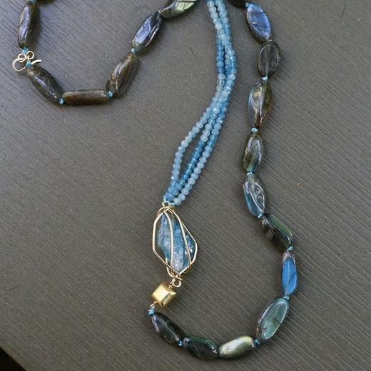 SpoiledBrat Jewelry不对称渐变蓝宝斜长石项链 商品图0