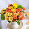 【暮色回响】辉煌玫瑰3支+橙色三文鱼小雏菊3支+黄色小雏菊1支+橙色芭比多头玫瑰2支+绿毛球2支/份（静静设计） 商品缩略图0