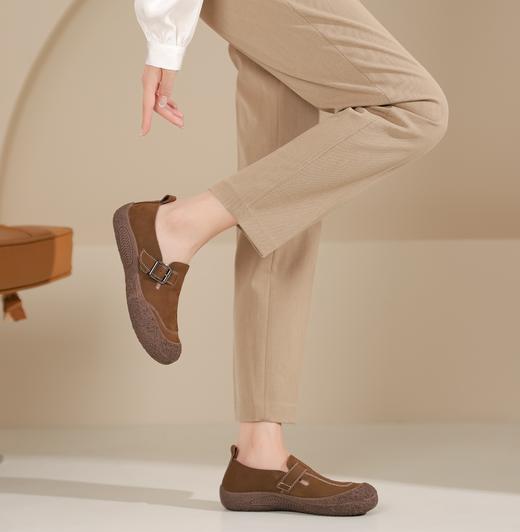 西村名物2024年秋季新款舒适平底轻便乐福鞋深口单鞋(可加绒）X24CM37981 商品图3