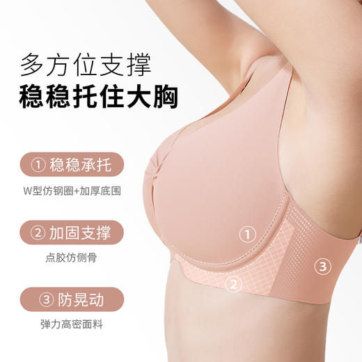【3月门店兑换】奶糖派大杯文胸简生活无痕无钢圈显瘦舒适大胸内衣女薄款胸罩 商品图3