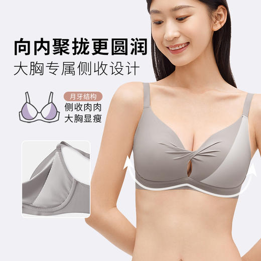 【3月门店兑换】奶糖派大杯文胸简生活无痕无钢圈显瘦舒适大胸内衣女薄款胸罩 商品图1
