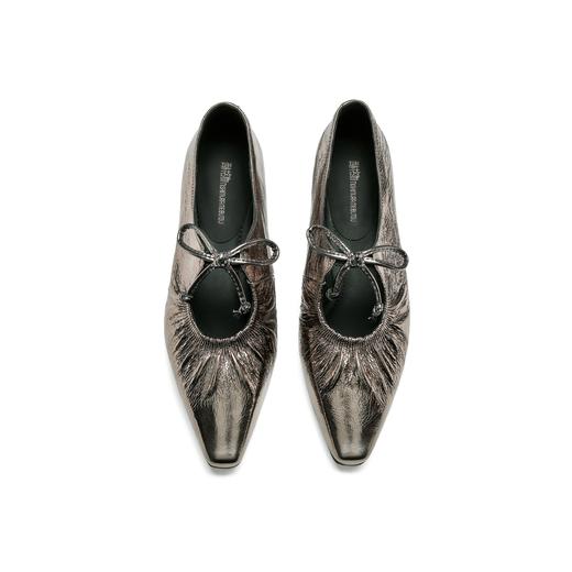 西村名物2024年秋季新款舒适平底系带时尚尖头浅口单鞋X24CE38191 商品图4