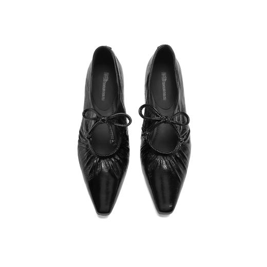 西村名物2024年秋季新款舒适平底系带时尚尖头浅口单鞋X24CE38191 商品图3