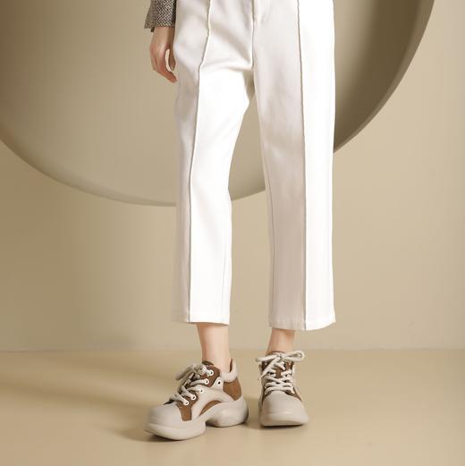 西村名物2024年秋季新款舒适平底系带老爹鞋鞋深口单鞋X24CM38161 商品图2