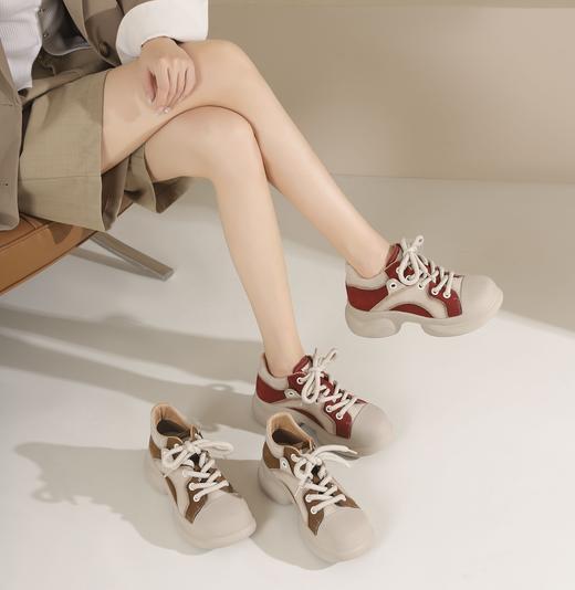 西村名物2024年秋季新款舒适平底系带老爹鞋鞋深口单鞋X24CM38161 商品图5