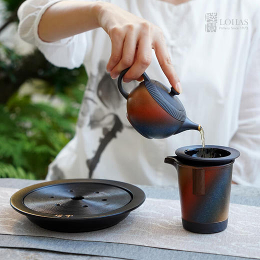 【样品特惠4折，无原包装仅1套，无货退款】陆宝高档彩釉茶具茶壶茶盘 宇宙星河环宇 家用客厅整套功夫茶具套装（1壶1海4杯） 商品图7