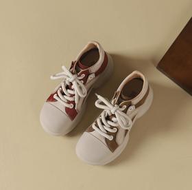西村名物2024年秋季新款舒适平底系带老爹鞋鞋深口单鞋X24CM38161