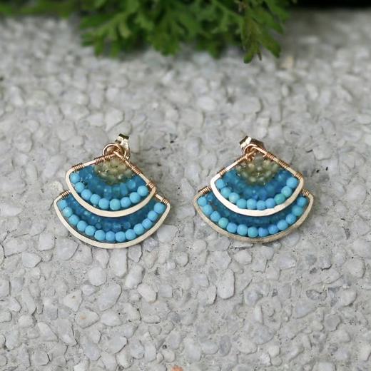 SpoiledBrat Jewelry扇形系列 | 绿松石 斜长石前后百搭叠戴耳钉 商品图5