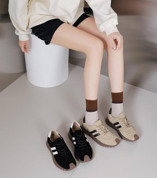 西村名物2024年秋季新款舒适平底系带运动鞋深口单鞋X24CM38451 商品图1