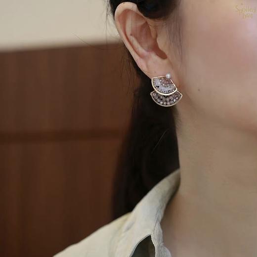 SpoiledBrat Jewelry扇形系列 | 绿松石 斜长石前后百搭叠戴耳钉 商品图3