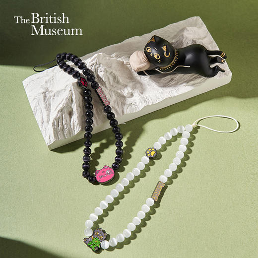 大英博物馆 盖亚·安德森猫和她的朋友们系列 黑粉 发发 萌趣 手机绳 车挂 车钥匙挂 多功能手串 商品图0