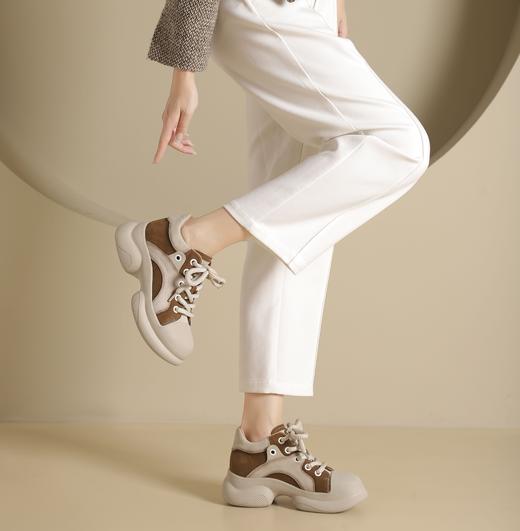 西村名物2024年秋季新款舒适平底系带老爹鞋鞋深口单鞋X24CM38161 商品图1