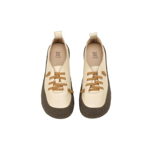 西村名物2024年秋季新款舒适平底系带乐福鞋深口单鞋X24CM38011 商品图3