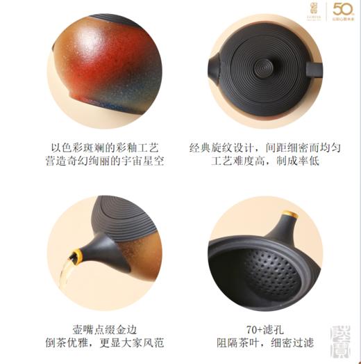 【样品特惠4折，无原包装仅1套，无货退款】陆宝高档彩釉茶具茶壶茶盘 宇宙星河环宇 家用客厅整套功夫茶具套装（1壶1海4杯） 商品图2